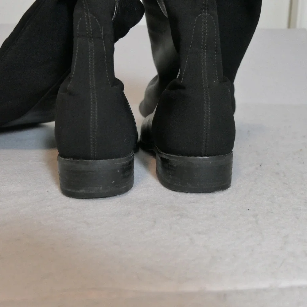Stuart Weitzman Women Boots 6.5 Black Leather 5050 Over The Knee Minimalist
